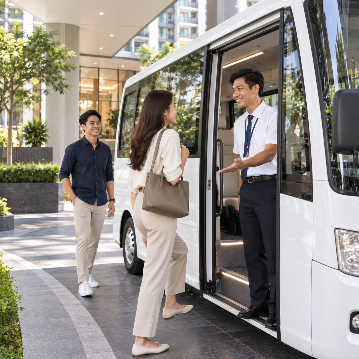พนักงาน Shuttle Bus รถรับ-ส่งสำหรับคอนโด
